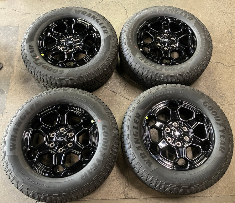 2025-2026 Ford Ranger OEM 18 Inch Gloss Black Wheel Rim Tire Set of 4 N1WZ-1007-Y Goodyear Wrangler Territory AT