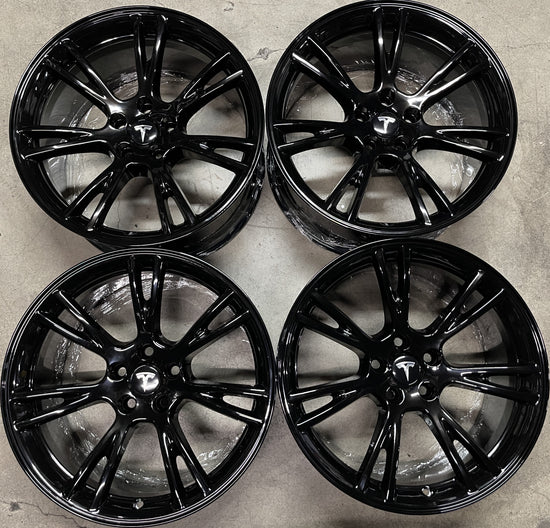 Sold 2023 Tesla Model Y Factory 19 Wheels Rims OEM Gloss Black Gemini