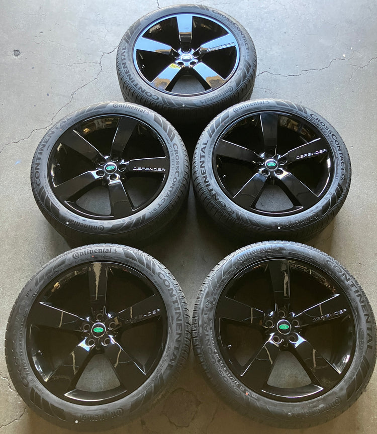 2021-2026 Land Rover Defender OEM Factory 22 Inch Gloss Black Wheel Rim Tire Set of 5 Including Spare L8BM1007AD
