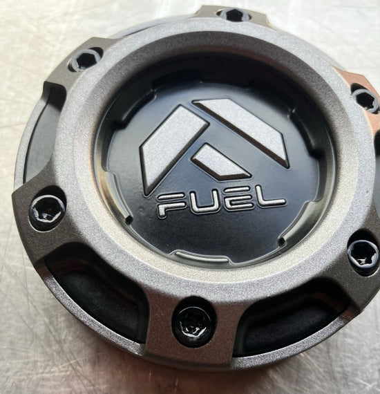 Single Fuel Wheel Center Cap Black / Dark Gray Custom Wheel  PN 1004-68GD