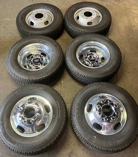 2005-2025 Ford F350 Dually Factory 17" Polished Wheels & Tires Set of 6 OEM Original 6C341007BA
