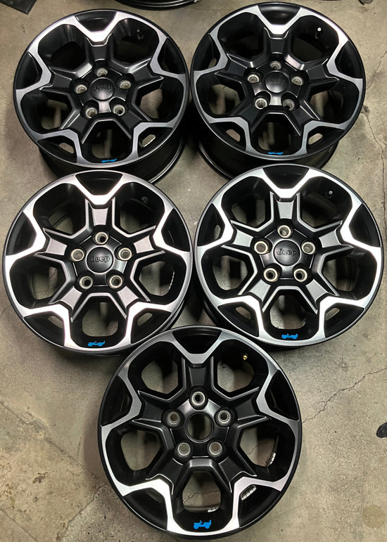 Five 2025 Jeep Wrangler Factory 17" Wheels OEM Rims 96832 Gladiator Black