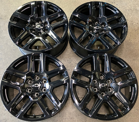 Sold Four 2025 Chevy Silverado LTZ Factory 20 Wheels OEM 5913 Rims Tahoe Black 23377017