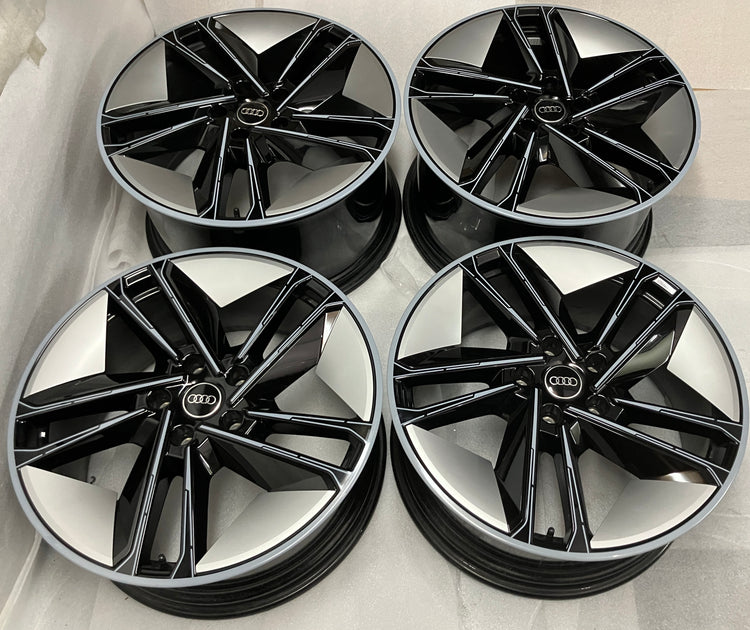 2021-2025 Audi RS e-tron GT OEM Factory 21" Black Silver Staggered Wheel Set of 4 | 21x9.5 / 21x11.5 | 5x130
