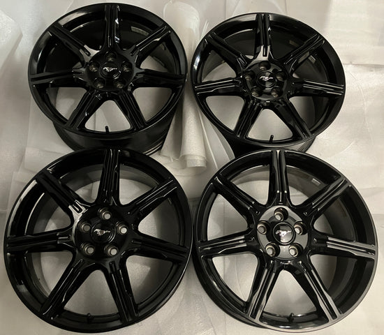 OEM Ford Mustang 19" Gloss Black Wheel Set — Full Set View