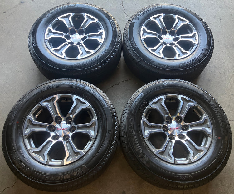 2019-2026 GMC Sierra 1500 Factory 18" Machined Charcoal Wheels & Tires Set of 4 OEM Original 23377013