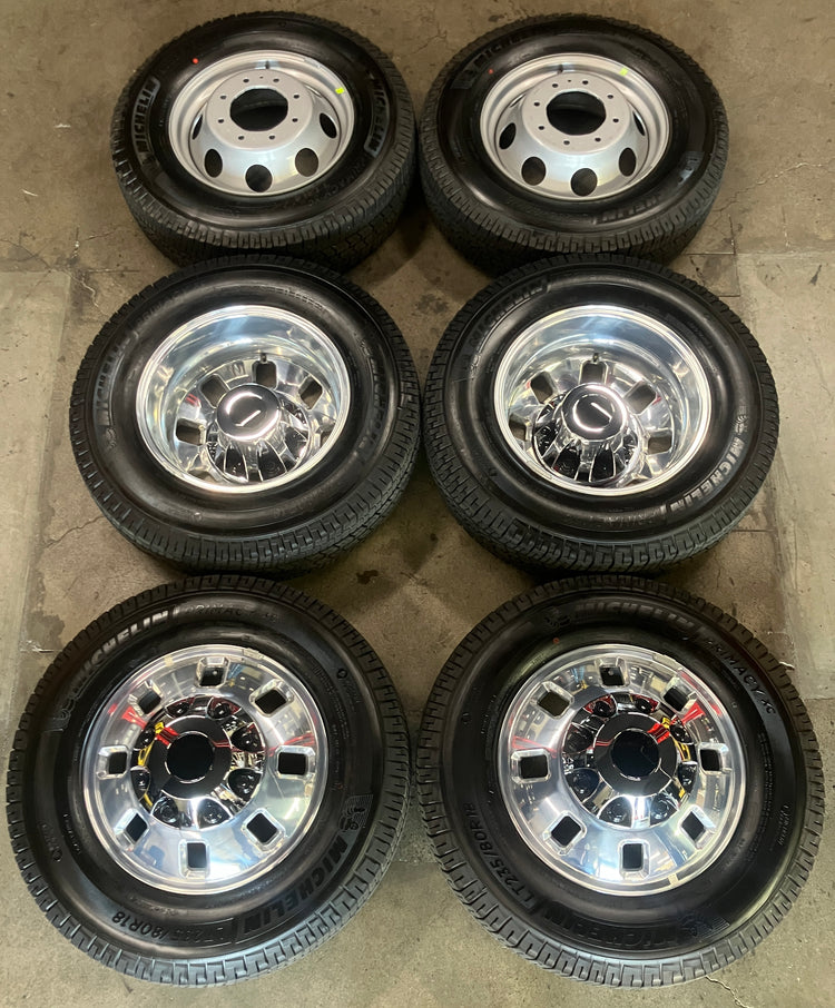 2023-2025 GMC Sierra Silverado 3500HD Dually Factory 18" Polished Wheel/Rim Tire Set of 6 OEM Original 84830462