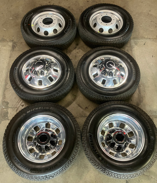 2023-2026 GMC Sierra Silverado 3500HD Dually Factory 18" Polished Wheel/Rim Tire Set of 6 OEM Original | 84830462 14127