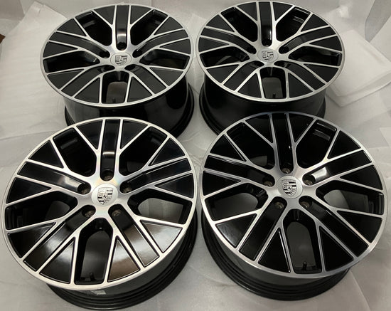 2020-2024 Porsche Taycan Factory 20" Machined Black Wheel Rim Set of 4 OEM Original Staggered 9J1601025J