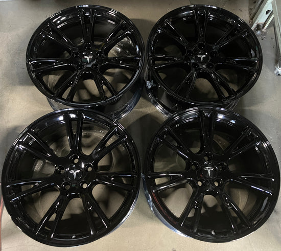 Sold Four 2024 Tesla Model Y Factory 19 Wheels Rims OEM Gloss Black Gemini