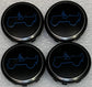 Four 64mm/2.5 inch Jeep Easter Egg Center Cap Grand Cherok Wrangler Black & Blue