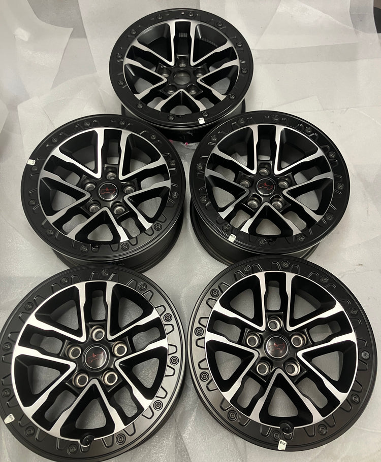2025-2026 Jeep Wrangler Rubicon X392 Factory 17" Black Silver Beadlock OEM Wheel Rim Set of 5 | 04755611AA 9329
