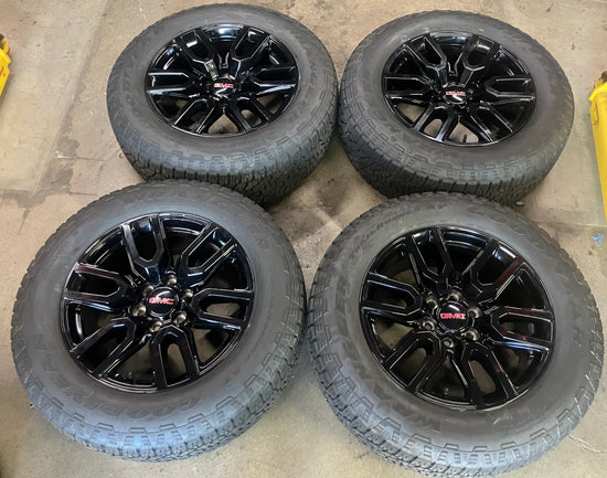 SoCal Wheels - 2019-2026 GMC Sierra AT4 Chevy Silverado 20 Inch OEM Gloss Black Wheel Tire Set of 4 Gently Used