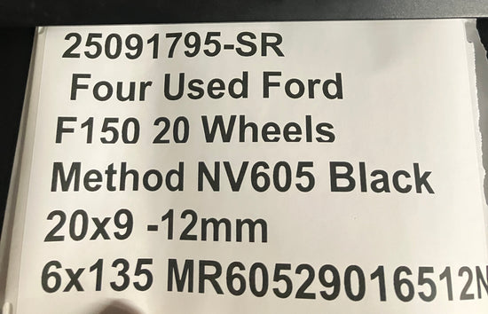 Spec 25091795-SR Four Used Ford F150 20 Wheels Method NV605 Black 20x9 -12mm 6x135 MR60529016512N