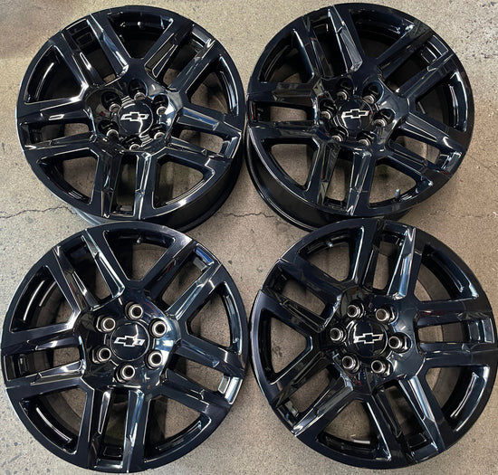 Sold Four 2025 Chevy Silverado LTZ Factory 20 Wheels OEM 5913 Rims Tahoe Black 23377017