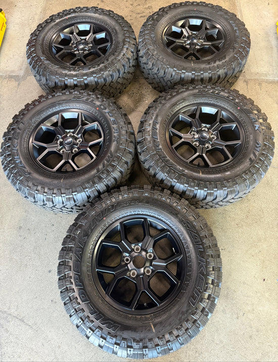 5) 2025 Jeep Wrangler Gladiator Rubicon 17 Wheels Tires Black Falken MT 04755603AA