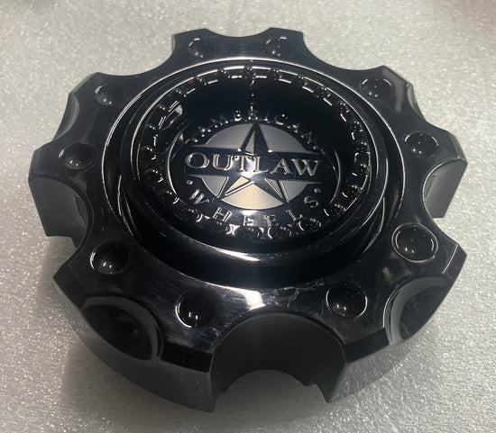 Single American Outlaw wheel center cap gloss black C143-55V