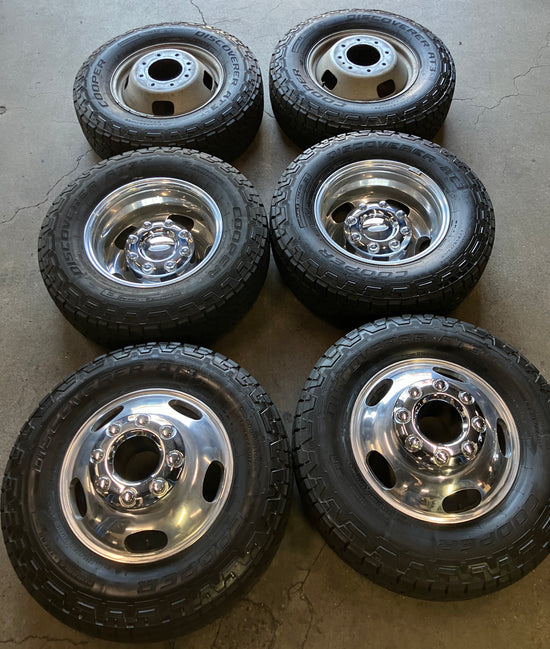 2025 Ford F350 Dually OEM 17" Polished Wheel Rim Tire Set of 6 6C341007BA 3618 3619