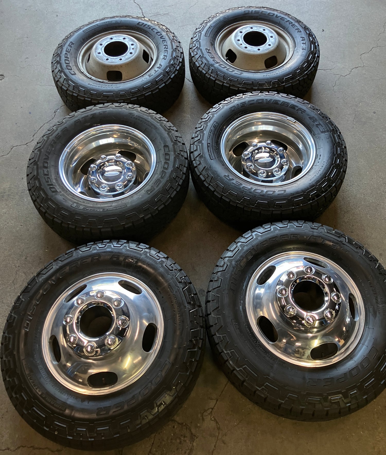 2025 Ford F350 Dually OEM 17" Polished Wheel Rim Tire Set of 6 6C341007BA 3618 3619
