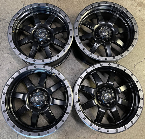 4 Used Fuel Trophy 20 Wheels F150 20x9 +20 6x135 Matte Black Grey ring