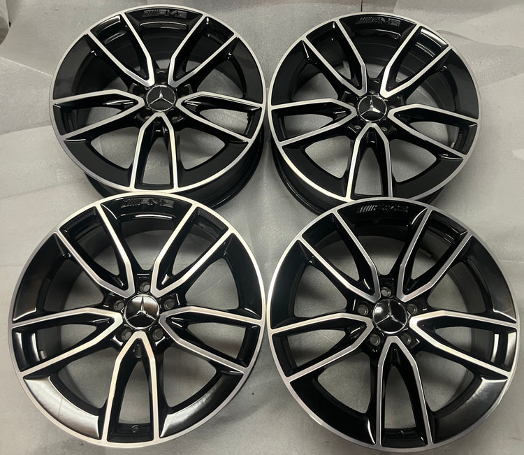 2024 Mercedes C43 AMG OEM 19 Inch Staggered Machined Black Wheels Rims Set of 4
