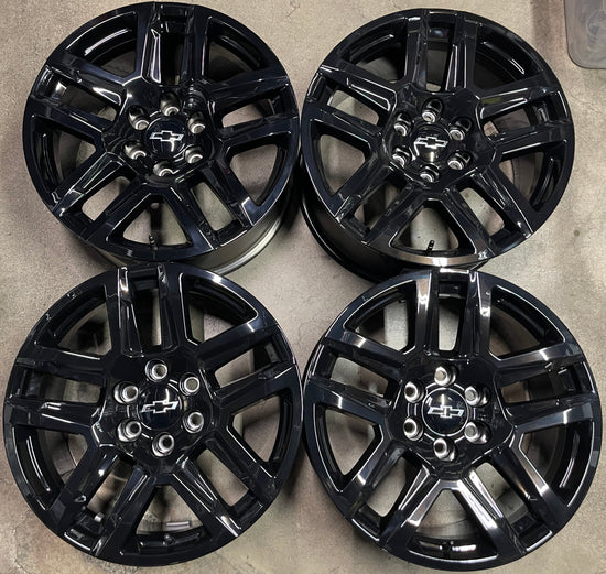 Sold Four 2025 Chevy Silverado LTZ Factory 20 Wheels OEM 5913 Rims Tahoe Black 23377017