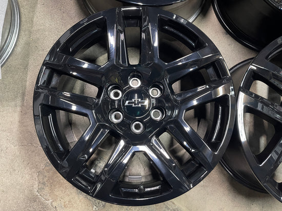 Four 2025 Chevy Silverado LTZ Factory 20 Wheels OEM 5913 Rims Tahoe Black 23377017