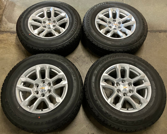 Four 2025 Chevy Silverado 1500 18 Wheels Tires 14091 Bridgestone AT 255/70/18 OEM Rims