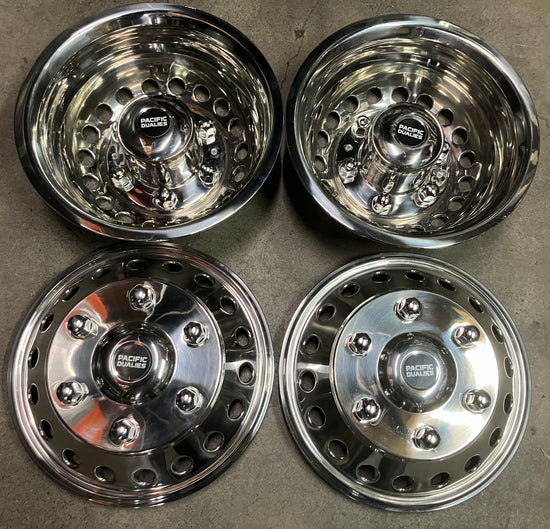 16" Pacific Dualies Stainless Steel Hubcaps For Sprinter Van Dually
