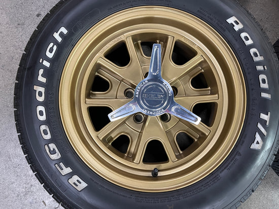 Sold Ford Shelby 15 Wheels Tires 15x7.0 4.0 BS 15x8.0 4.25 BS 5x4.5 78mm bore Gold