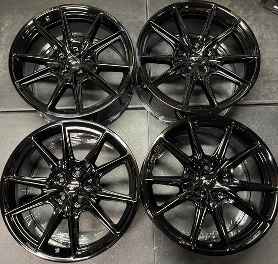 Four 2025 Ford Mustang GT Factory 19 Wheels Rims OEM PR3C1007CA Gloss Black