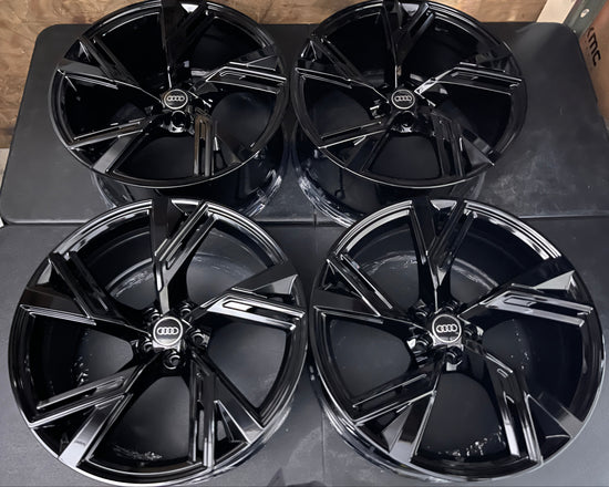 Four 2021-2023 Audi RS6 Avant Sport Factory 22 Wheels OEM Rims 4K0601025 Gloss Black
