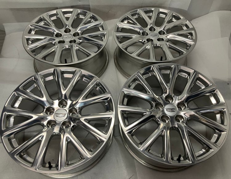 2019-2023 Cadillac XT4 OEM 20x8.5 polished Wheel Rim set of 4, genuine take-off wheels with center caps, OEM part number 84006614, interchange 4825A
