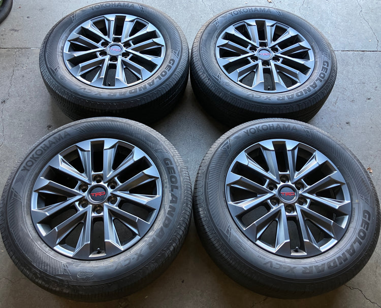 2025-2026 Toyota Land Cruiser OEM 20 inch Charcoal Wheel Rim Tire Set of 4, Yokohama Geolander X-CV 265/60HR20, OEM 4261160N00, Interchange 10645
