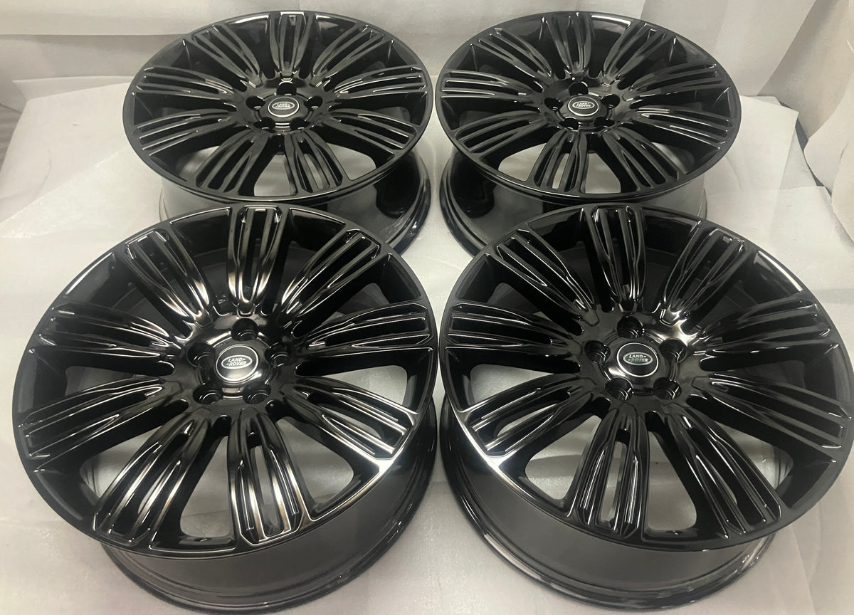 2006-2022 Land Rover Range Rover LR4 Sport OEM 22x9.5 gloss black wheel rim set of 4 refinished, 5x120, OEM JK6M1007EA, interchange 72331 72328
