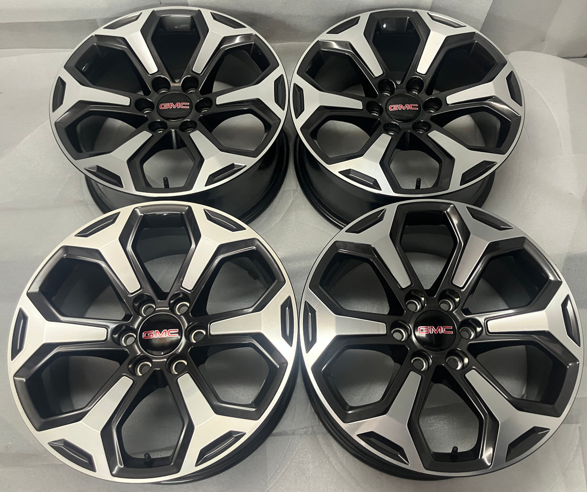 2025-2026 GMC Yukon Sierra 1500 OEM 20x9 Machined Dark Gray Wheel Rim Set of 4 take-off, 6x139.7, center bore 78.1, OEM 84949606, interchange 8987A
