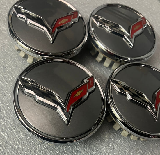 Sold Set of 4 2020-2025 Chevrolet Corvette C8 Gray Center Caps 9595010