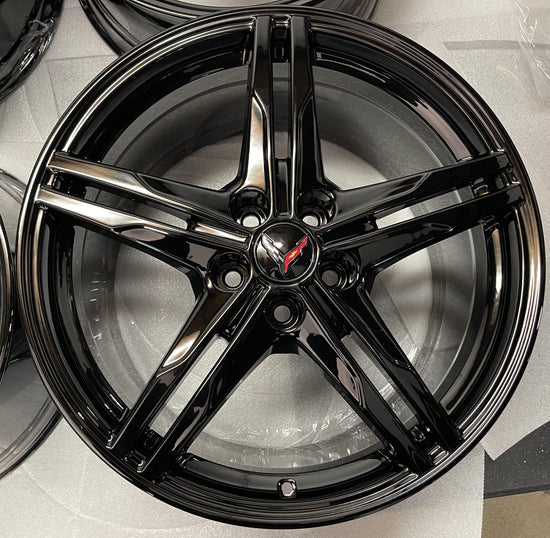 Four 2026 Chevy Corvette C8 factory 19 20 Wheels OEM Forged 84978126 / 8127 Black