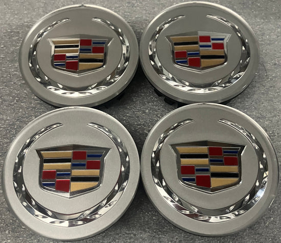 Set of 4 Authentic OEM Cadillac CTS DTS SRX XLR ATS Center caps 9597375 Colored Medallion