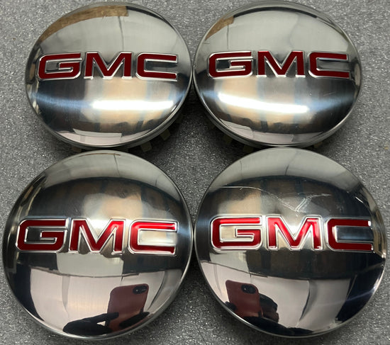 Set of 4 Authentic OEM 2025 GMC Sierra Yukon 1500 Center Caps 3.5" Polished