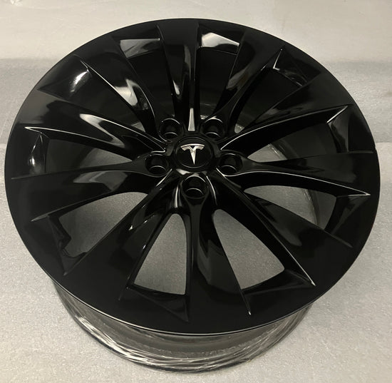 ONE 2018 2019 Tesla X Genuine factory Rear 20 OEM Wheel Gloss Black Slipstream