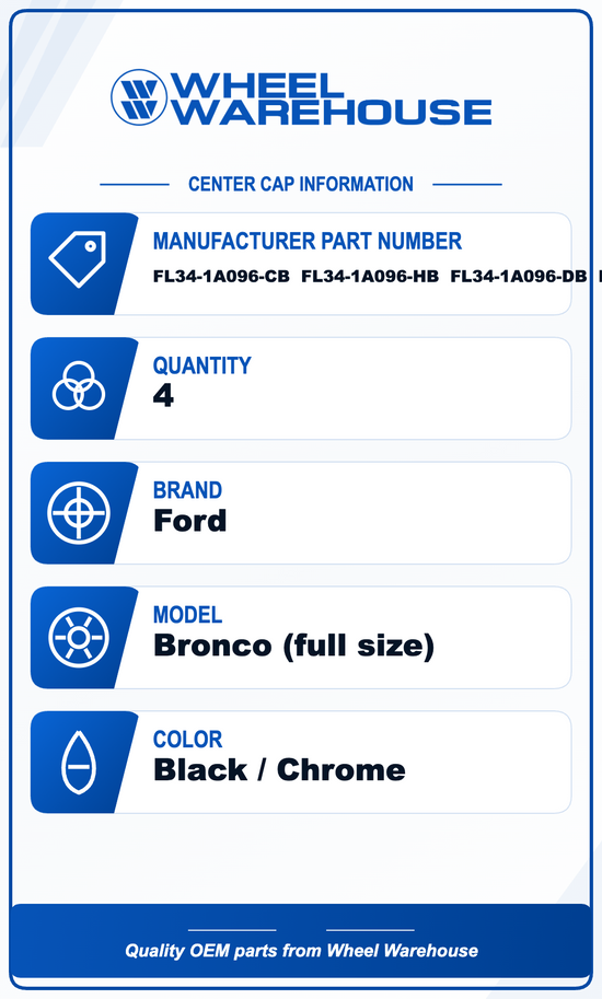 2021-2026 Ford Bronco Full Size OEM Center Cap Set of 4 | FL34-1A096-CB