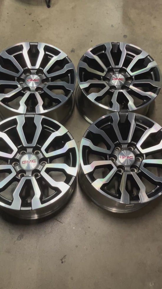 Sold Four 2023 GMC SIERRA AT4 FACTORY 18 WHEELS 5909 OEM RIMS SILVERADO 23377014