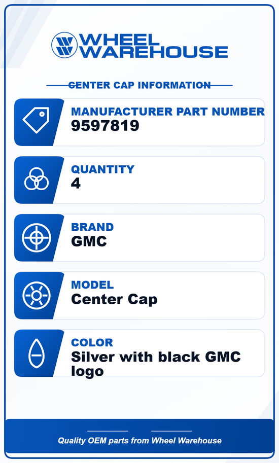Sold GMC Sierra 2500 OEM Silver Center Cap Set of 4 | 9597819