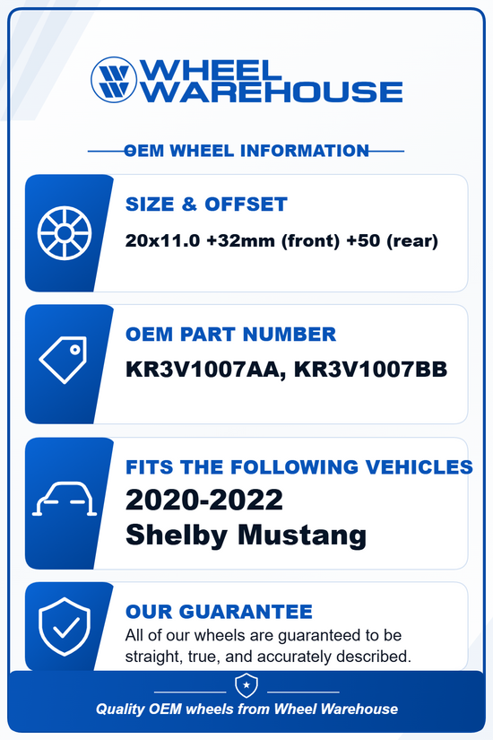 2020-2022 Ford Mustang Shelby GT500 OEM 20" Gloss Black Wheels Rims Set of 4 | KR3V1007AA reconditioned