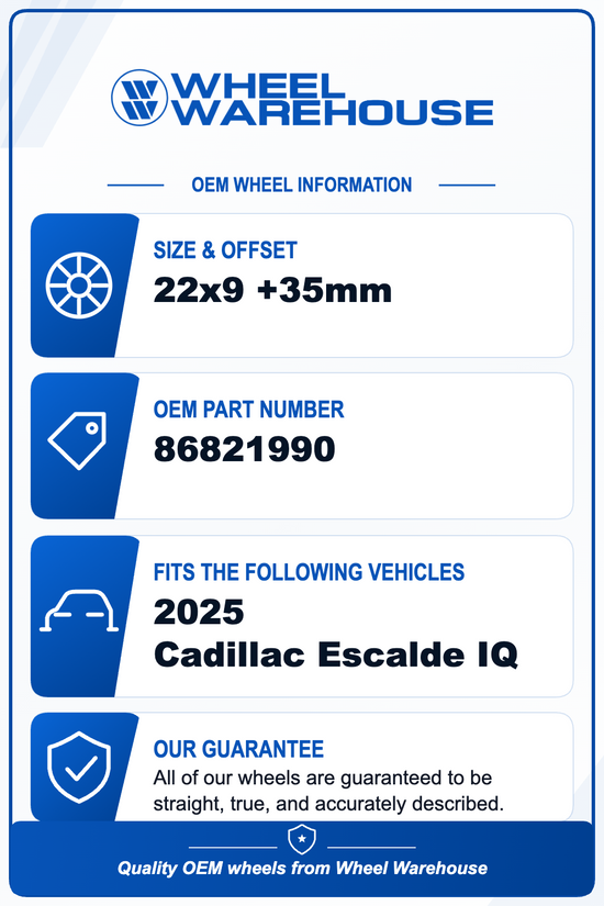 2025 Cadillac Escalade IQ Factory 22" Black Machined Wheels & Tires Set of 4 OEM Original | 86821990