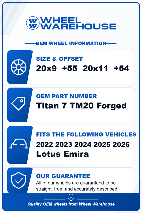 2022 2023 2024 2025 2026 Lotus Emira Titan 7 TM20 20" Gold Forged Wheel Rim Set of 4 | 20x9 20x11 5x4.5