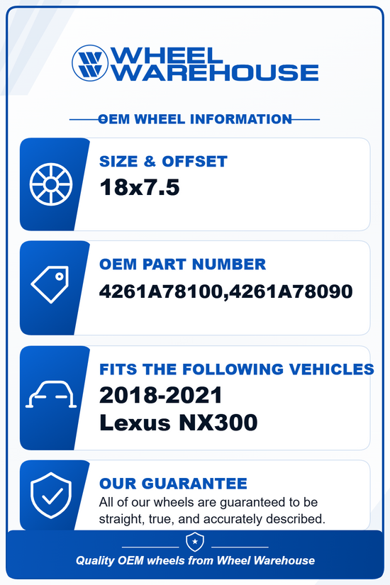 2018-2021 Lexus NX300 OEM 18" Hyper Silver Wheel/Rim Set of 4 Original | 4261A78100 74389
