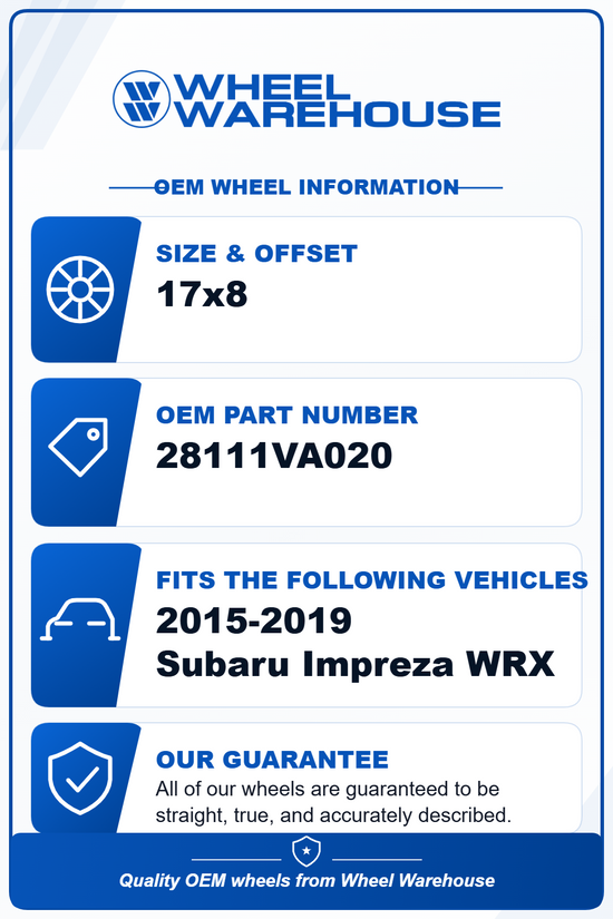 2015-2019 Subaru Impreza WRX Factory 17" Charcoal Wheel Rim Single OEM Original | 28111VA020 68829