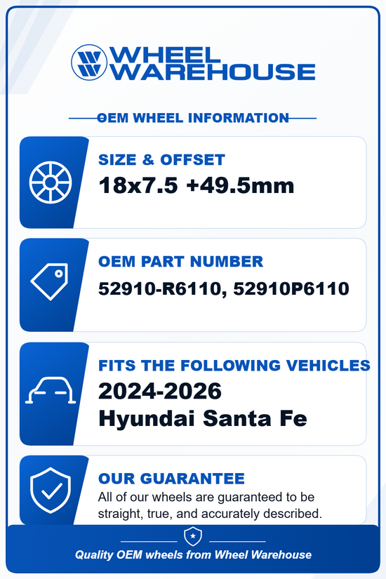 Single 2024 Hyundai Santa Fe Factory 18 Wheel OEM Palisade Rim Tucson Single